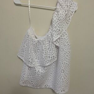 Lilly Pulitzer Cream Asymmetrical Ruffled Camisole